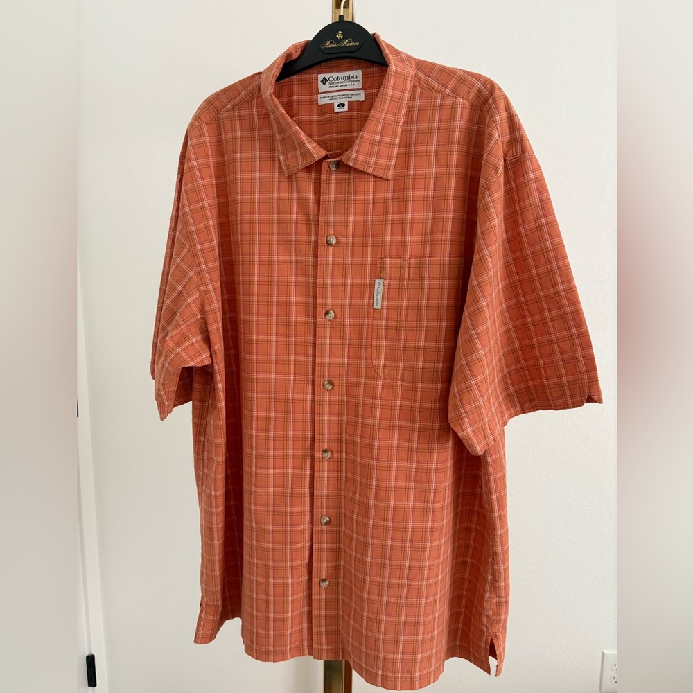 Columbia Men's Rust Plaid Button Down Shirt